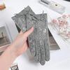 Женские кружевные перчатки из овчины, летняя защита от солнца, милый бант, для сенсорного экрана, корейский стиль, для вождения и езды