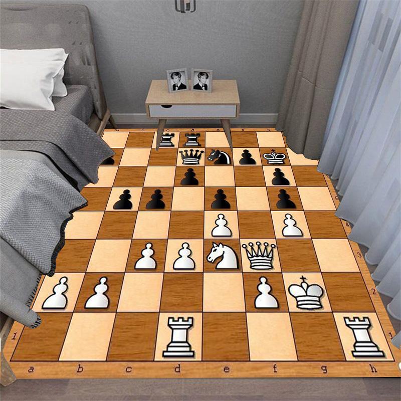 Интеллектуальная игра Шахматы Печатный Ковер Король Королева Ладья Слон Конь Пешка Гостиная Диван Сетка Напольный Коврик ковры