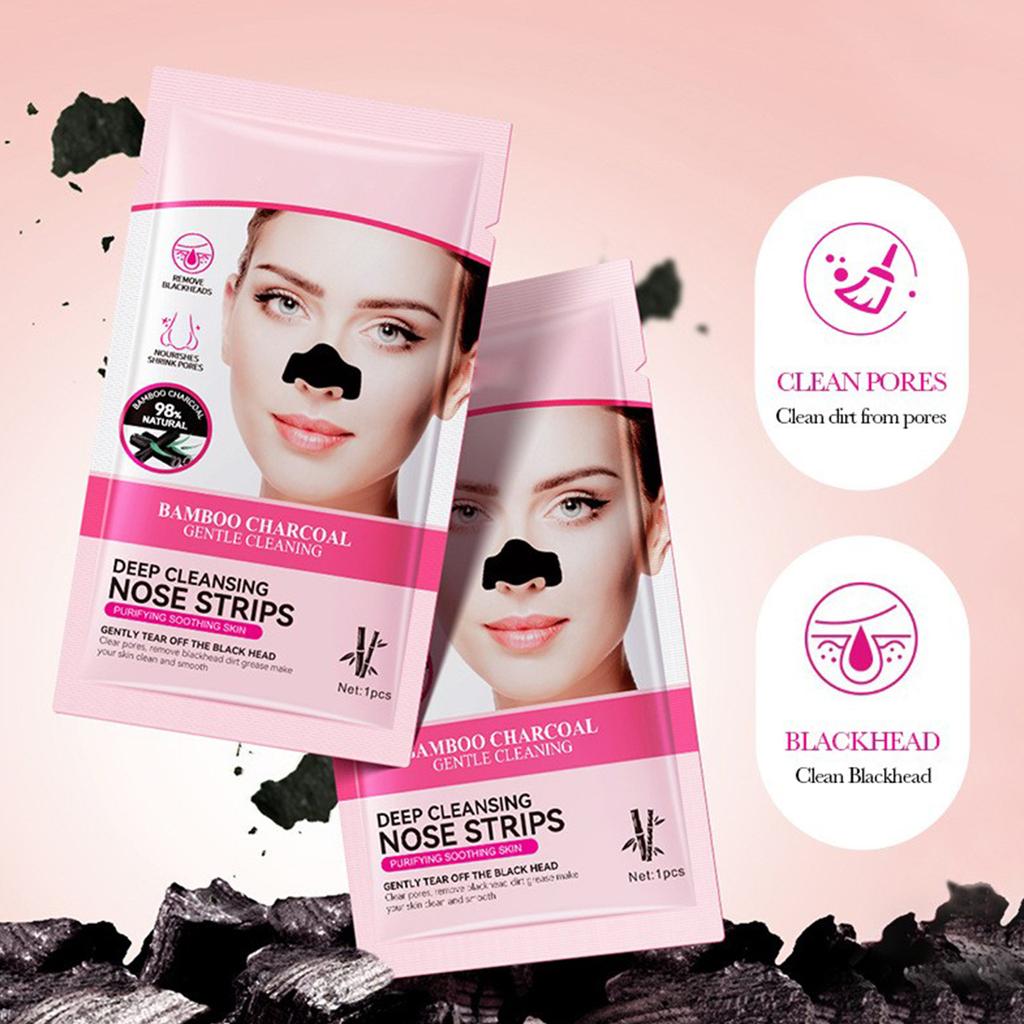 Bamboo Charcoal Deep Cleansing Nose Strips for Blackhead Removal Gentle Skin Purifying Nose Pore Cleaning Strips 6 Pieces Pack