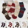 5 пар женских зимних теплых носков в стиле ретро, средней длины, с принтом оленей, толстые носки из кроличьей и овечьей шерсти, рождественские носки с лосем, новогодние носки
