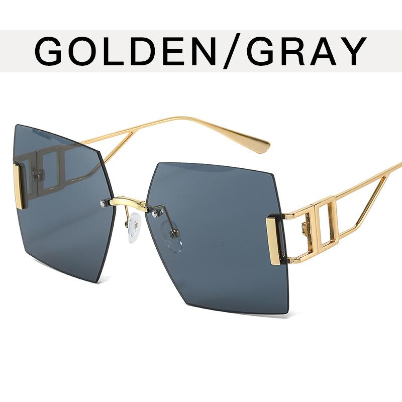 Солнцезащитные очки женские безободковые квадратной формы, металлическая оправа, полые дужки, для улицы, защита от УФ-лучей, женские солнцезащитные очки