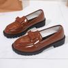 Fashion Round-toed Thick-soled Single-foot Versatile Women's Shoes, 2025 New Spring Leather Shoes, Genuine Loafers, Trendy