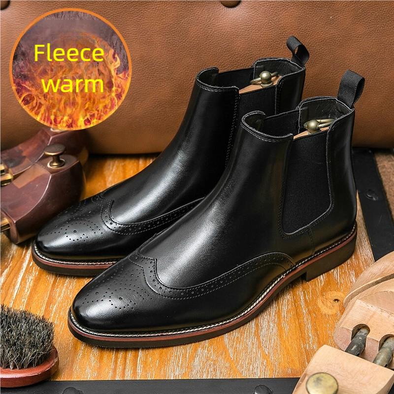 Классические мужские кожаные ботинки челси черные коричневые британские повседневные деловые брендовые ботинки Брок социальные ботинки размеры 38-46 мужские ботинки