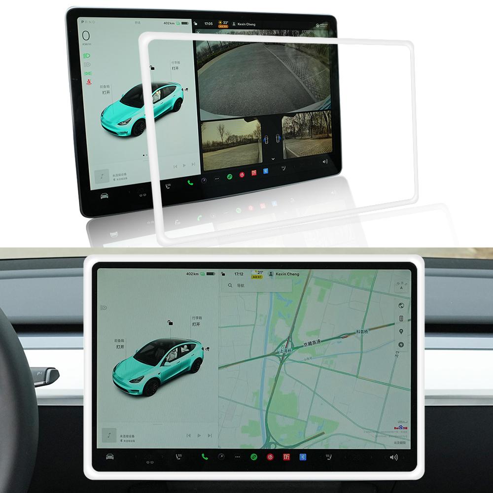 For Tesla Model 3 Y Silicone Car Accessories Central Control Frame Edge Cover Navigation Screen Protector