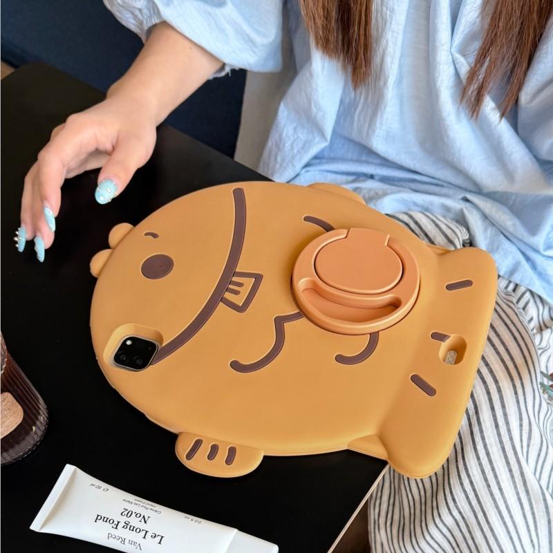 Cute Cartoon Fish Tablet Case Kids Silicone 360 Rotating Stand for iPad 7 8 9 10 11 12th 2026 Mini 6 7 8.3 iPad 5 6 9.7"  Air 1 2 3 4 5 Pro 11"Cover