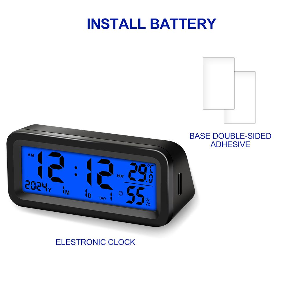 ЖК-цифровые автомобильные часы, термометр, гигрометр, автомобильные часы на приборной панели, дисплей времени с подсветкой сзади, автомобильные аксессуары для интерьера