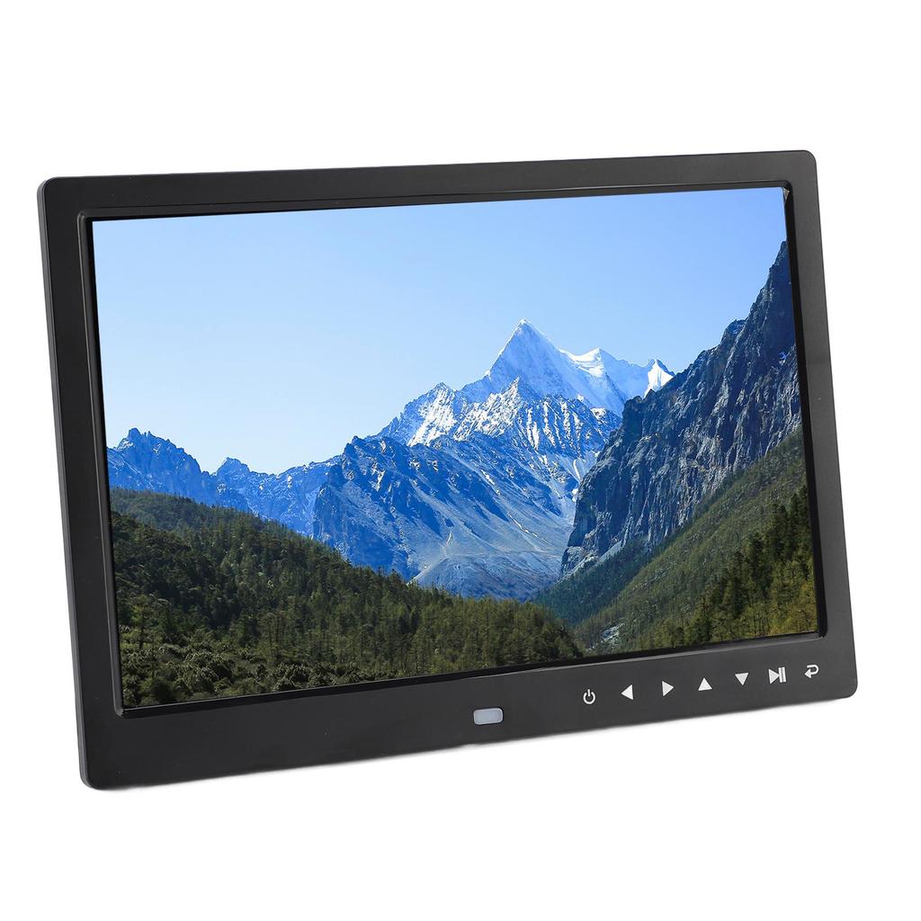 Цифровая фоторамка 12 дюймов USB HD Загрузка фото видео с телефона Многофункциональная рекламная машина с динамиком Черная EU