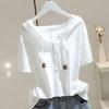Spring Summer Women's Hooded Short-Sleeve T-shirt Loose Slim Pullover T-Shirt Belly-Covering Top