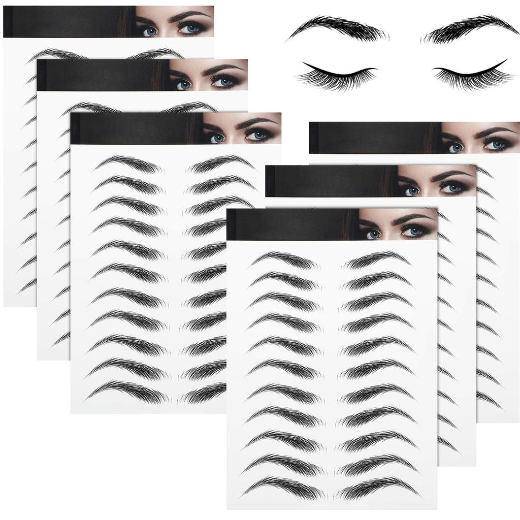 4D Hair-like Waterproof Eyebrow Stickers Eyebrow Transfer Stickers Care Shaping Arch  Stickers For Women (6pc)