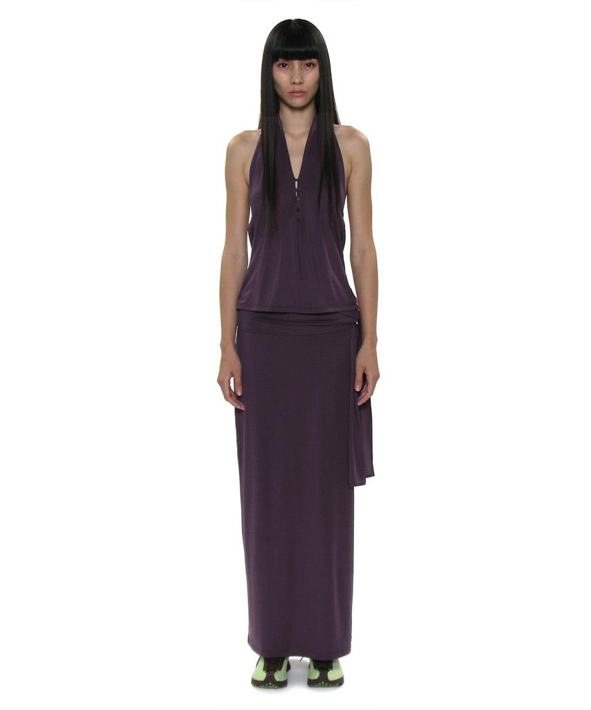 Partimento Woman Pwc Bow Tie Waist Jersey Maxi Skirt_8 Colors