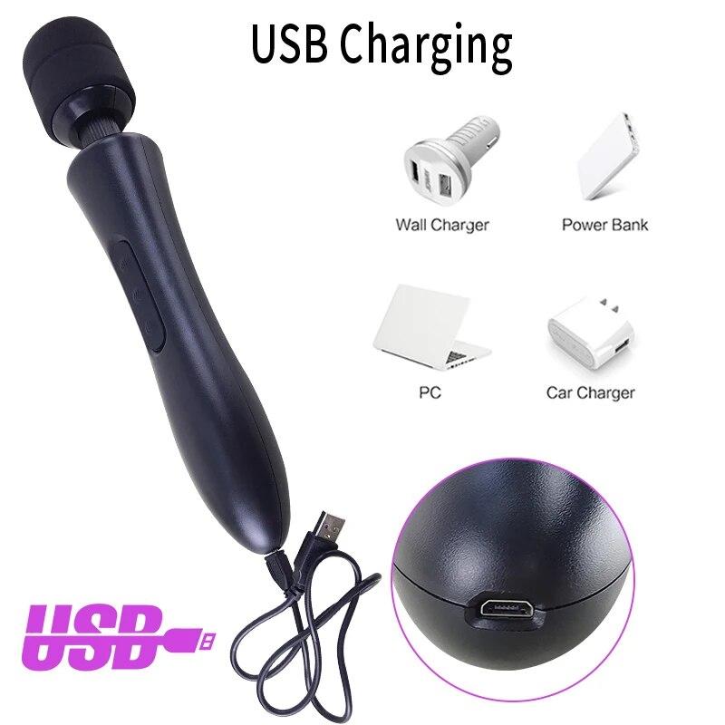 Мощная волшебная палочка-вибратор для женщин, большой AV-массажер для тела, стимулятор точки G, клитора, зарядка через USB, секс-игрушки для взрослых для женщин