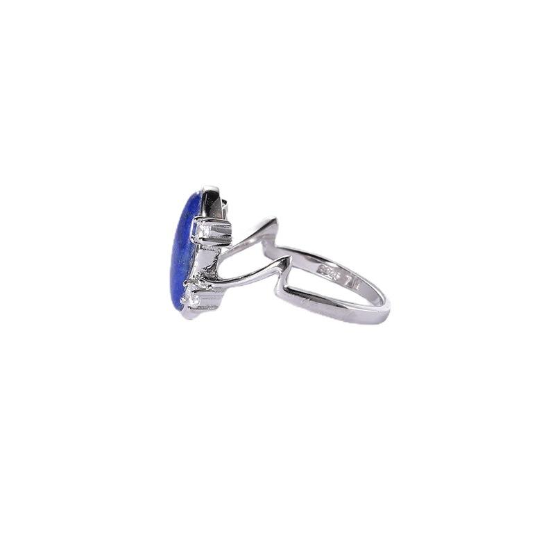 New 925 Silver Natural Lapis Lazuli Ring Female Vampire Diary Same Style French Jewelry Gift