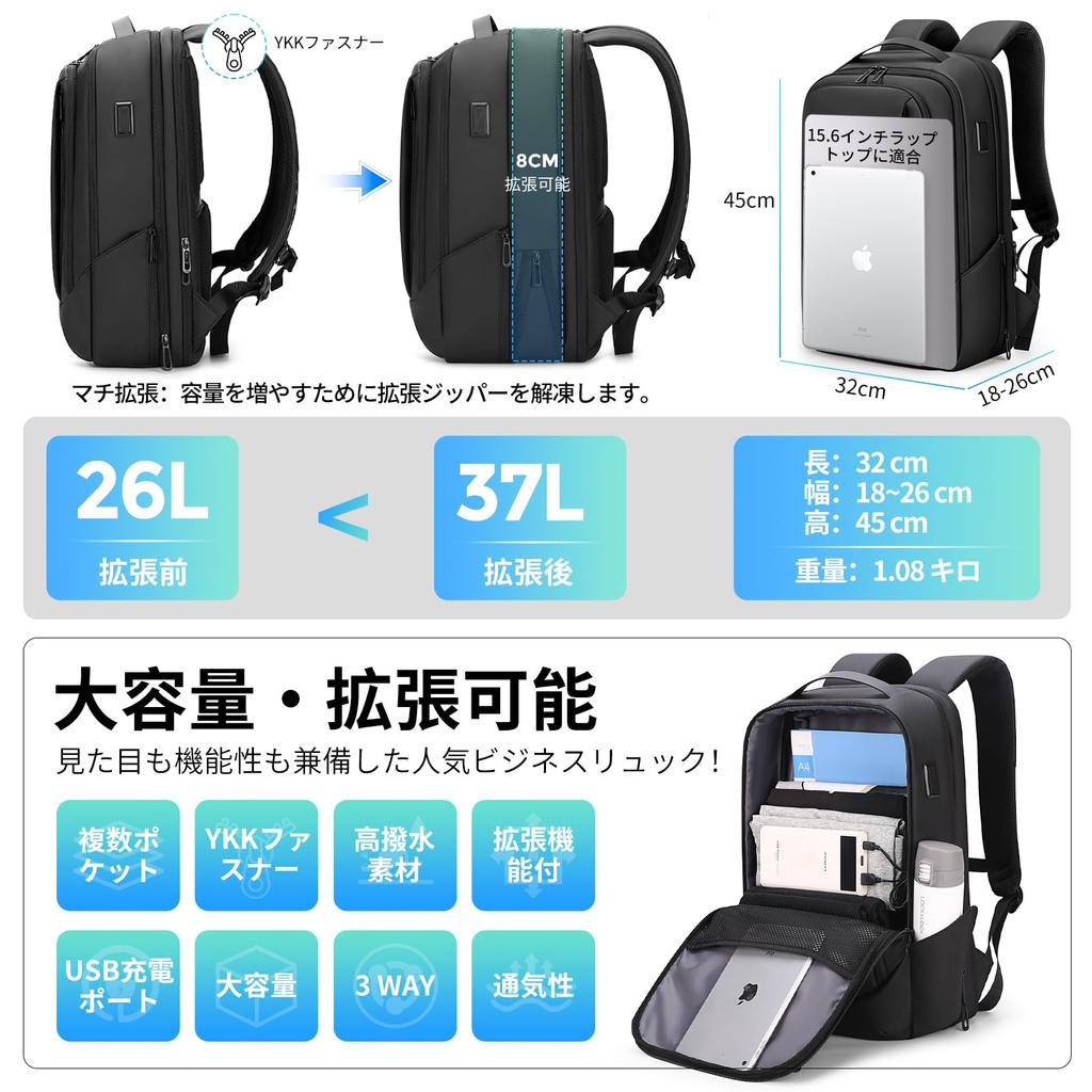 Бизнес 2025 расширенный большой ПК USB зарядка ноутбук для бизнеса черный [FENRUIEN] рюкзак, мужской, новейший, многофункциональный, ластовица, водонепроницаемый,