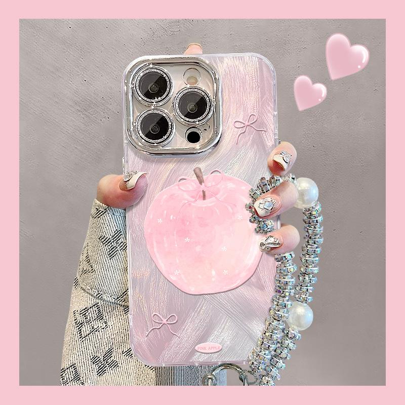 Браслет из зеленого яблока для чехла мобильного телефона Apple 16 Huawei Pura70pro Пряжа-перо 15 Пленка для объектива с полной упаковкой X