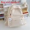 Simple Color Solid Lace Bow Design Student Backpack For School And Use Daily