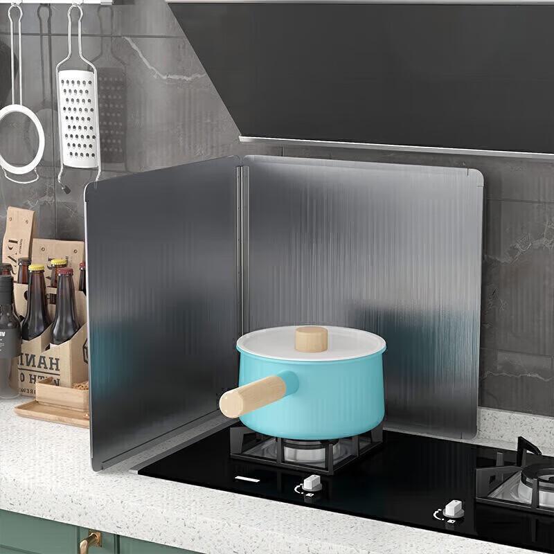 Miaoxinsi Kitchen Splash Guard, Cooking Anti-Splash Oil Range Hood Heat Insulation Oil Barrier, Gas Stove Stainless Steel Folding Board, 2-Fold