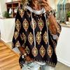 Женская толстовка с капюшоном на шнурке Ретро Цветочный Принт Свободный Покрой Повседневная Толстовка