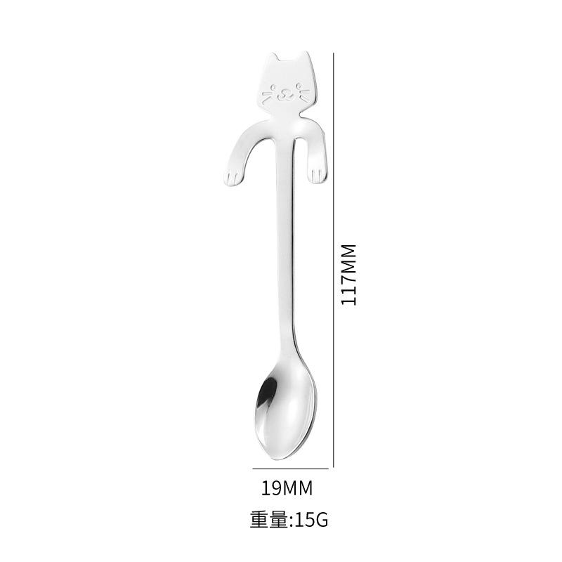 1/2pcs Cute Cat Shape Stainless Steel Teaspoon Set In Silver and Gold - Perfect for Coffee, Tea, and Desserts