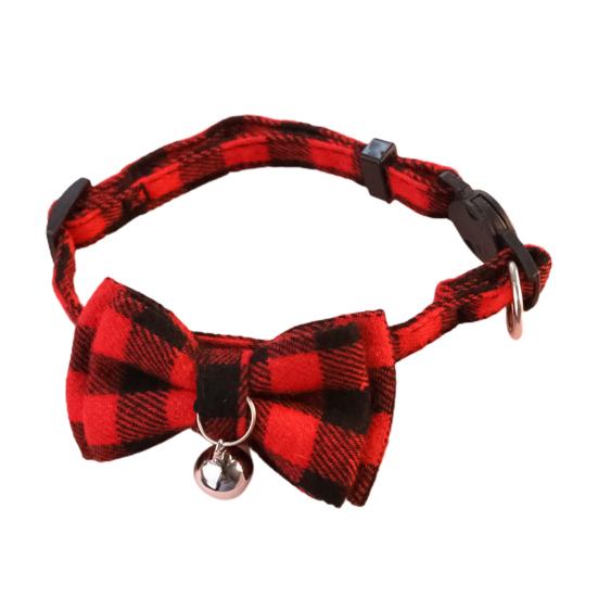Cat Collar Bell Dress Up Plaid Christmas Element Pet Collar for Party