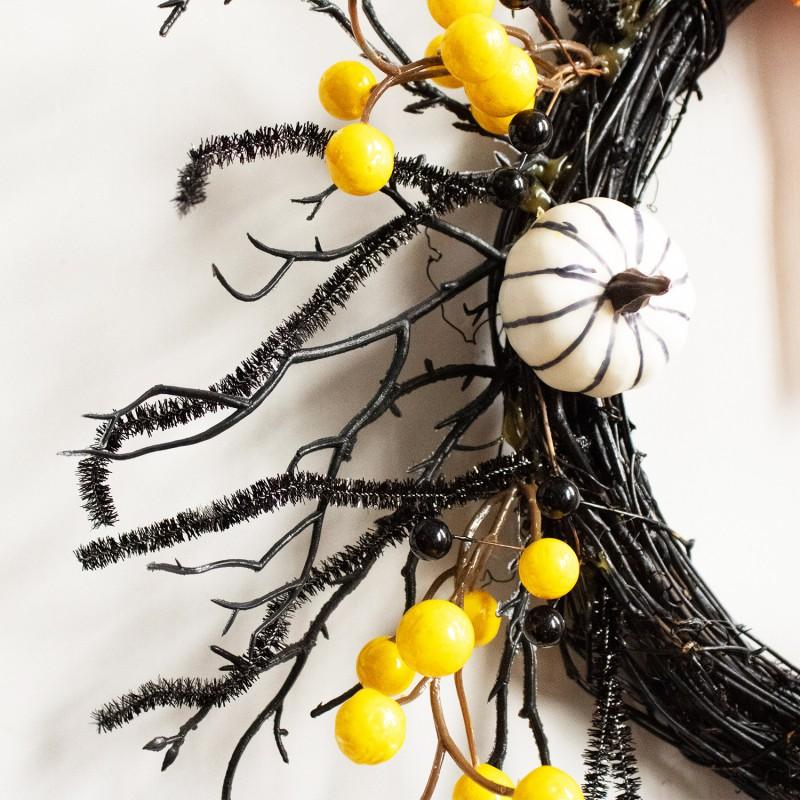 Halloween Wreath Decor With Black Cat Boo Pumpkin Ghost Hanging Ornament Home Party Door Wall Decoration
