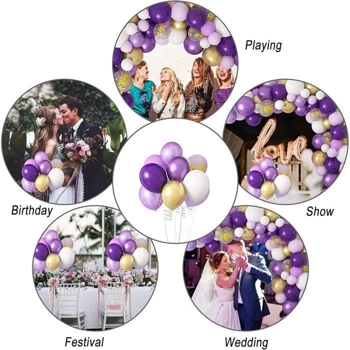 Guirlande de Ballons - Non spécifié - 128pcs - Violet, Blanc, Or - Facile à assembler - Latex