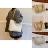 Trendy Korean Simple Design Woven Tote Bag Fashionable Beige And Khaki Options