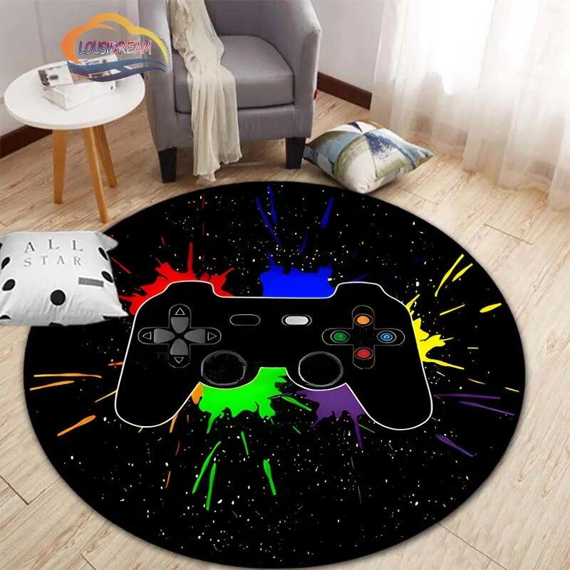 3D игровой контроллер круглый ковер, коврик для гостиной, спальни, детской комнаты, круговая игровая декорация подарок