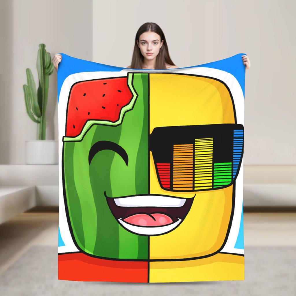 S-Sunny And M-Melon Blanket Soft Warm Fluffy Plush Bedding Throws For Bedroom Decorative Flannel Bedspread Bed Cover