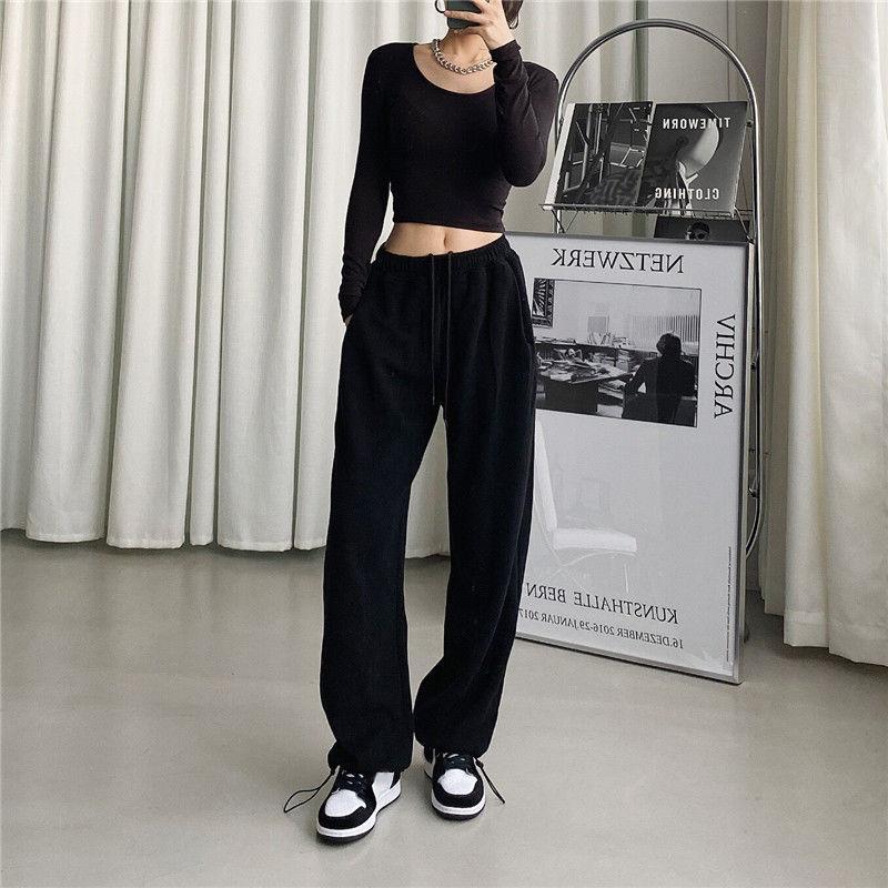 Gray Sweatpants Women Baggy Harem Pants Wide Leg Sweat Pants Oversized Harajuku Joggers Woman High Waisted Black Trousers