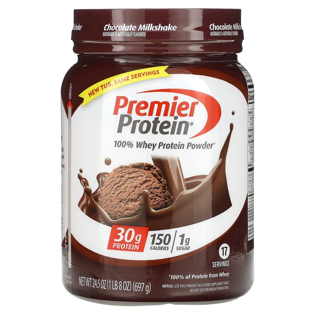 Premier Protein 100% Whey Protein Powder, Chocolate Milkshake Flavor, 1 Lb/8 Oz (697 G)