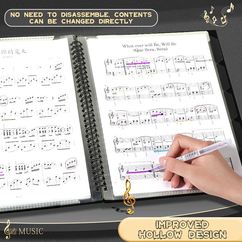 Папка для нот формата А4 из матового полипропилена 20 40 60 карманов Водонепроницаемая Прочная с индексными вкладками для школьных принадлежностей Канцелярские товары Офисный стол