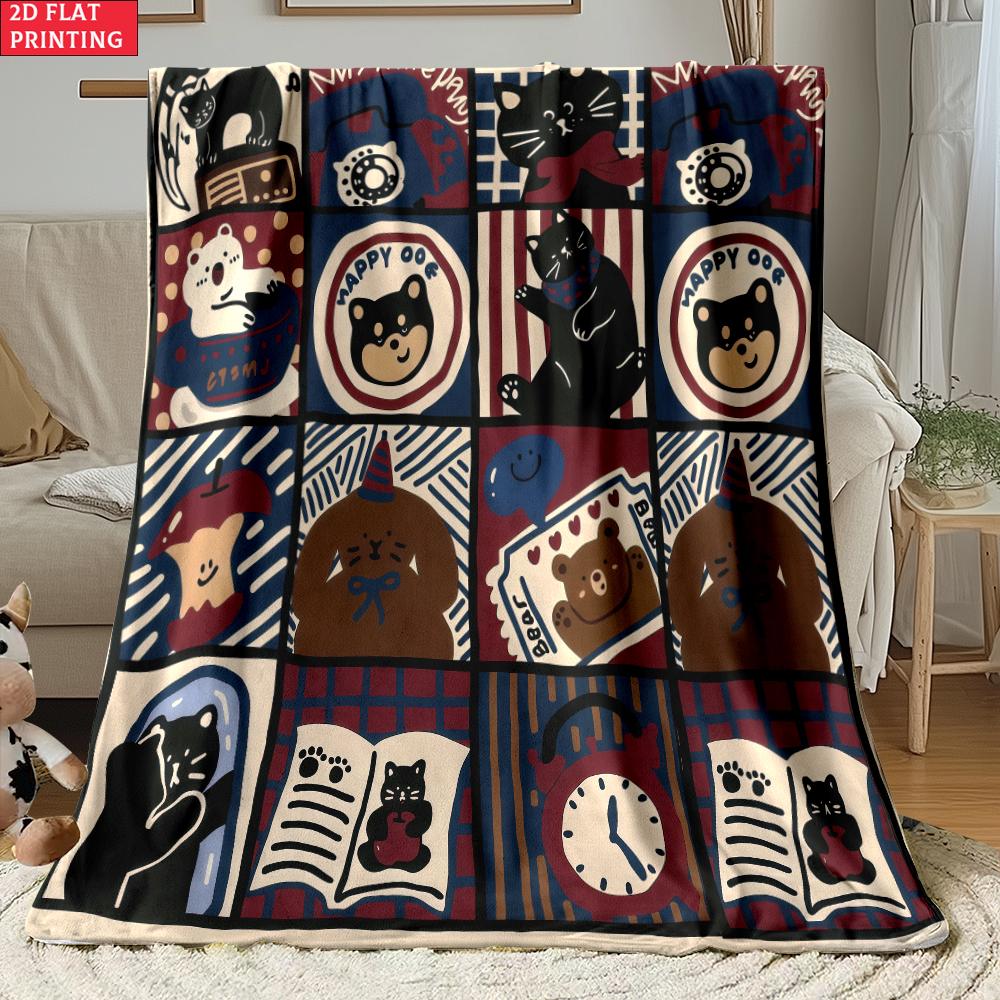 Animal flannel thin Blanket Picnic Bed Sofa Blankets Family Bedroom Children's Room Napping blankets fluffy