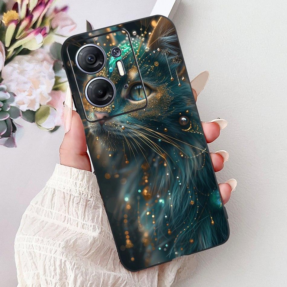 For Infinix Hot 30 5G Elegant Butterfly Cat Printed Phone Case For Infinix Hot30 5G X6832 Black Silicone Soft TPU Cases Bumpers