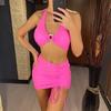 3PCS With Skirt Halter Lace Up Bikini Women Swimwear Female Swimsuit Three-pieces Bikini Set Bather Bathing Suit Swim Lady