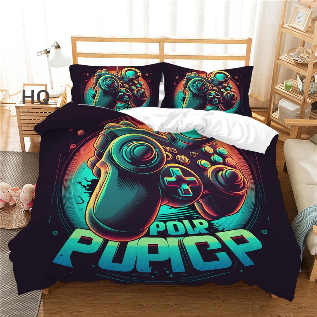 Комплект постельного белья с 3D-плеером, игровая ручка, пододеяльник, наволочка, 2/3 шт., подходит для любителей игр, для мальчиков, для мужчин, для комнаты, на молнии, украшение для дома