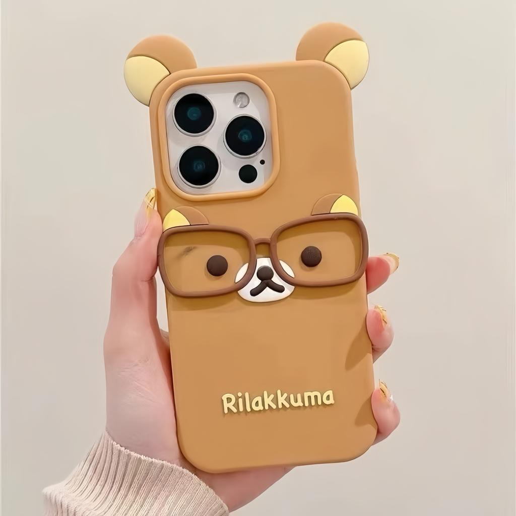 Милый мультяшный 3D чехол Rilakkuma для iPhone 16 15 14 13 12 11 Pro X XS Max XR 6 7 8 Plus Мягкий силиконовый чехол