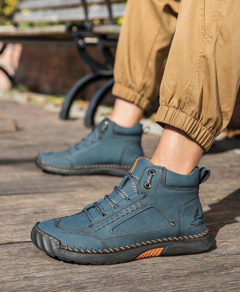 Men'S Hand-Stitched Shoes Plus-Size Casual Shoes Comfortable Soft Ankle Boots Outdoor Non-Slip Wear Boots