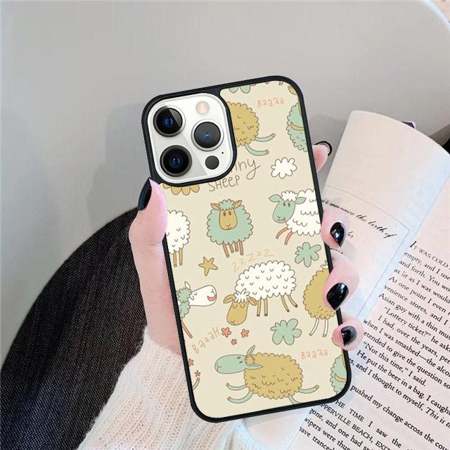Разноцветный чехол-ракушка с овечками для iPhone 17 Air 15 16e 14 13 12 Pro Max 11 Pro Max Plus