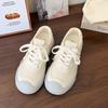 Dexun Breathable Board Shoes Women's Cream Summer New Chic Small Design Round Head Ugly Cute Student Casual Little White Shoes