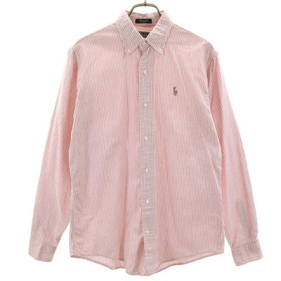 Винтажная рубашка поло Ralph Lauren 80-х годов для мальчиков с зеленой этикеткой, Сделано в США, В полоску, С длинным рукавом, Оксфордская рубашка на пуговицах, Детская, Б/у