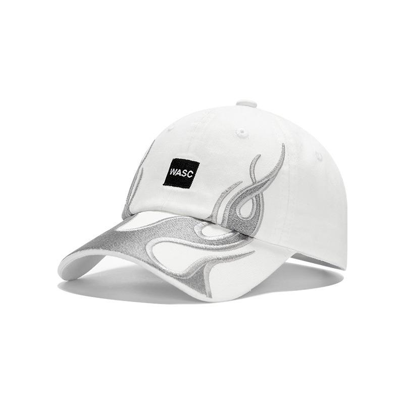 Street Trendy Brand Big Head Circumference Baseball Cap Contrasting Color Flame Splicing Washed Embroidery Hip Hop Sunshade Cap