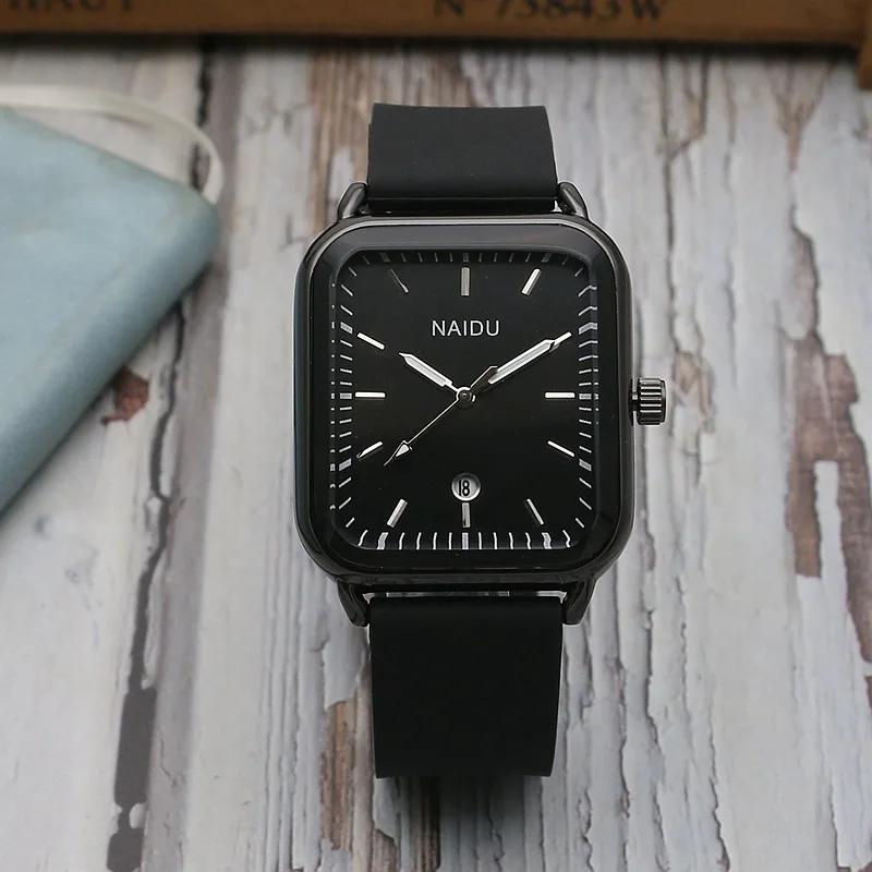 Прямоугольный календарь мужские женские часы модные студенческие силиконовые часы ремешок простые кварцевые часы Relogio Feminino Zegarek Damski