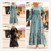 2022 Moroccan Print Long Sleeve Turkish Muslim Women's Party Dress