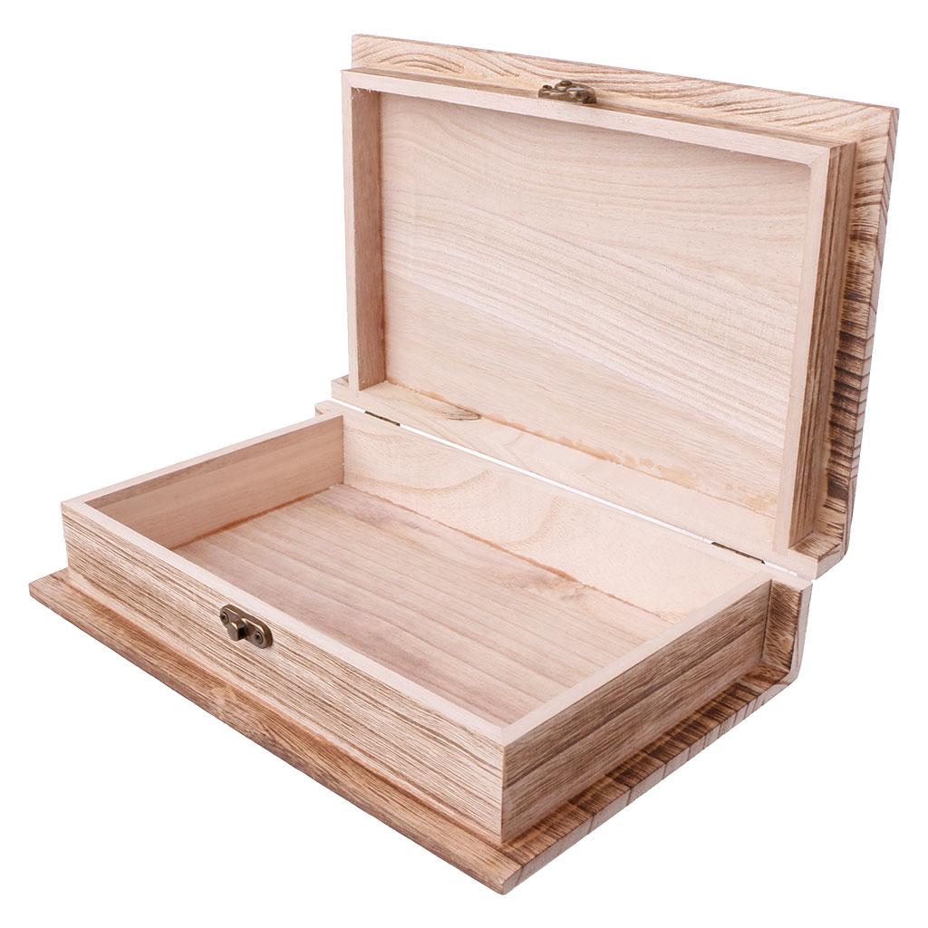 Wooden Hinged Lockable Box Jewellery Storage for Case Crfats Sundries Organizer