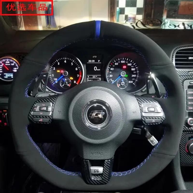 Для Volkswagen VW Golf 6 GTI MK6 VW Jetta GLI Golf R20 Tiguan R-Line Плетеная замшевая накладка на руль автомобиля Защитный аксессуар