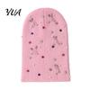 Rhinestone Knitted Hat Colorful Hat, Faux Pearl Safety Pin Punk Knit Stylish Music Festival Bling Winter Warm Hip Hop Cap for Women Street Fashion