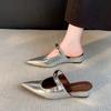 Женские тапочки с острым носком, модные сандалии на танкетке, летние женские мюли, обувь тренда 2025, брендовые, ретро, элегантные шлепанцы с ремешком