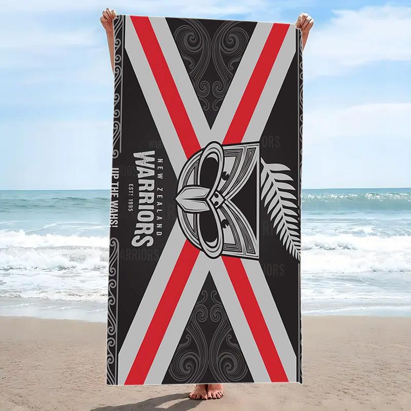 Пляжное полотенце с принтом New Zealand Warriors, большое, мягкое, быстросохнущее, для пляжа, кемпинга, плавания