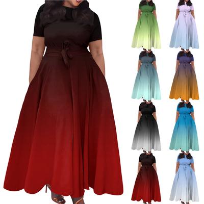 Женское повседневное модное свободное платье большого размера с принтом, круглым вырезом и короткими рукавами, карманными бретелями