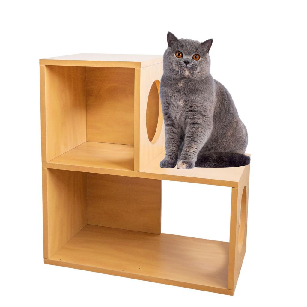 HAPPY DAYS Cat Tower Two-Tier Shelf Water-Repellent Lightweight Easy Assembly Stairs